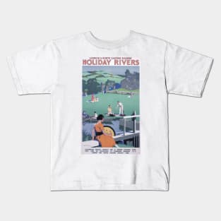 Holiday Rivers - LNER - Vintage Railway Travel Poster - 1930s Kids T-Shirt